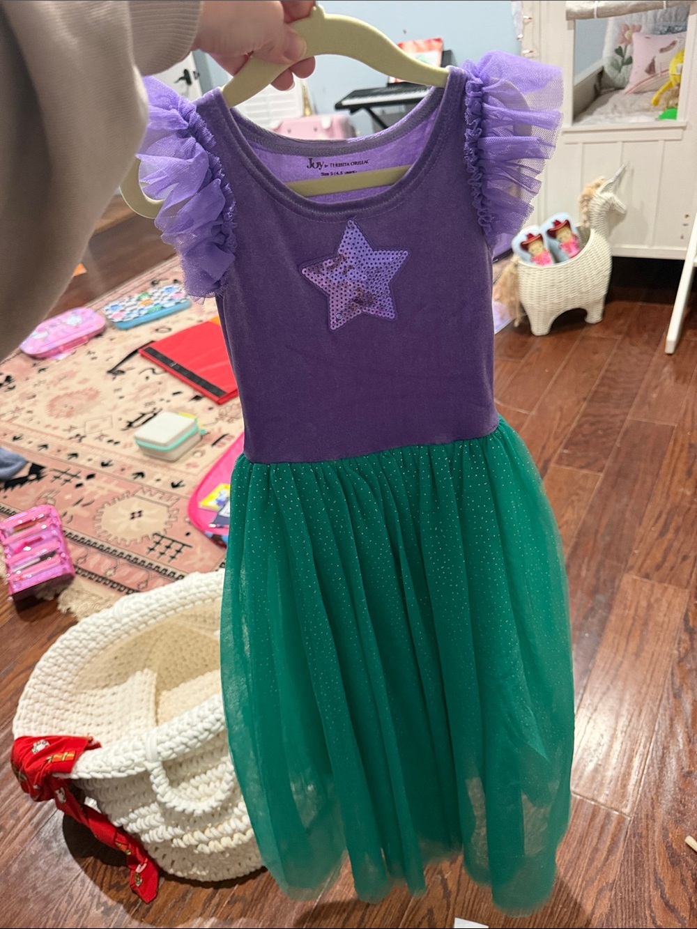 Ariel Hand Made by Teresita Orilla Purple and Green Star Tulle Costume Dress